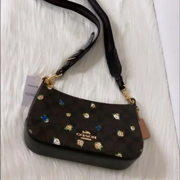 New Coach Jes Baguette In Signature Canvas With Vintage Mini Rose - Picture 5 of 8